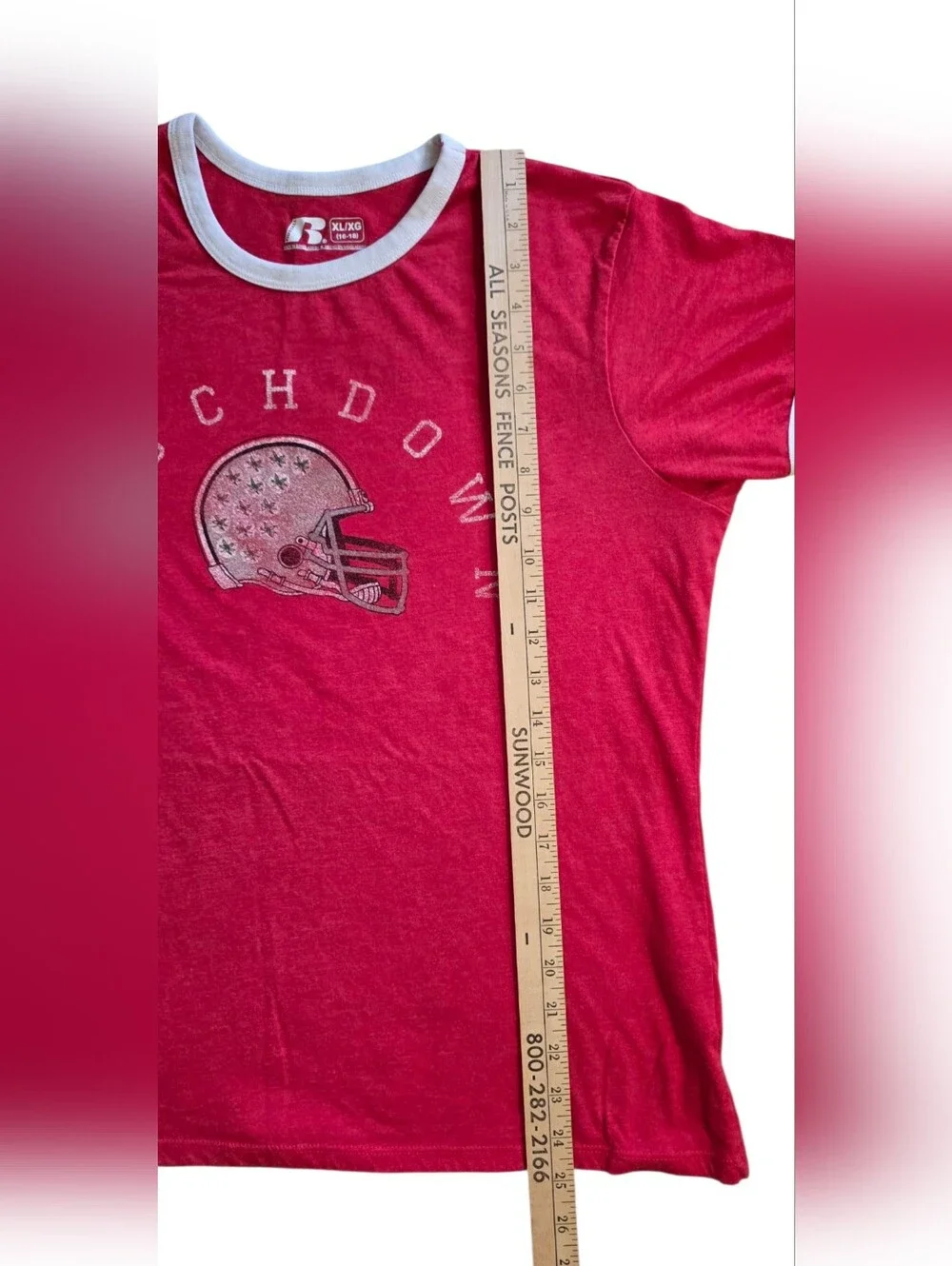 Ohio State Buckeyes XL  Red Russell Athletics Touchdown Retro Style Ringer Tee